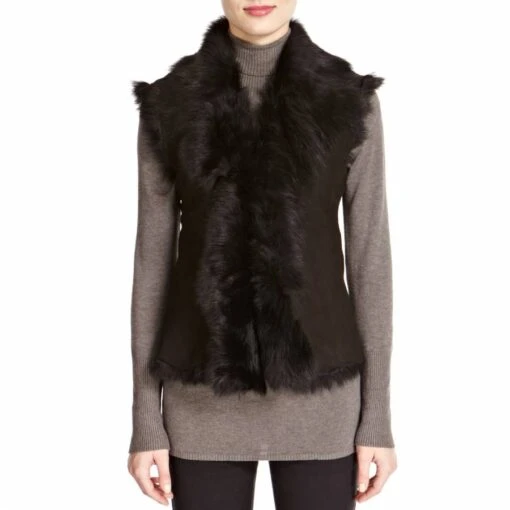 Black Short Shearling Gilet