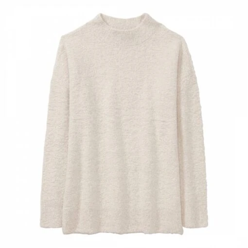 Cream Boucle Funnel Neck Jumper