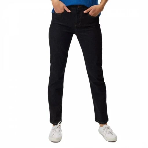 WHITE STUFF Black Cotton Straight Stretch Jeans
