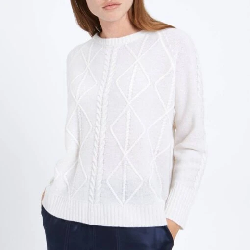 White Cable Cashmere Jumper