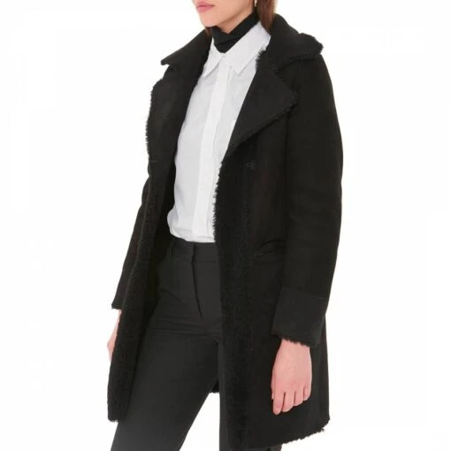 GERARD DAREL Black Sheepskin Marcus Faux Fur Coat