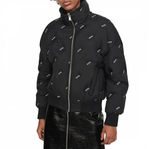 Maje Black Ginter High Neck Puffer Coat