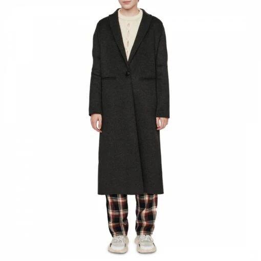 Maje Charcoal Galaxy Wool Coat