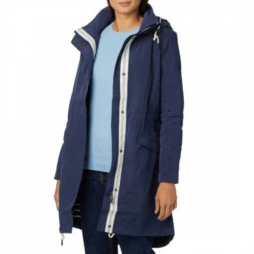 Navy Classic Hooded Mac