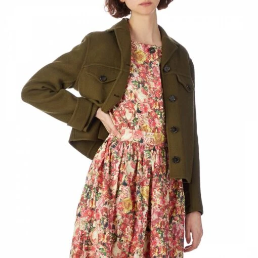 Marni Khaki Crop Cashmere Jacket