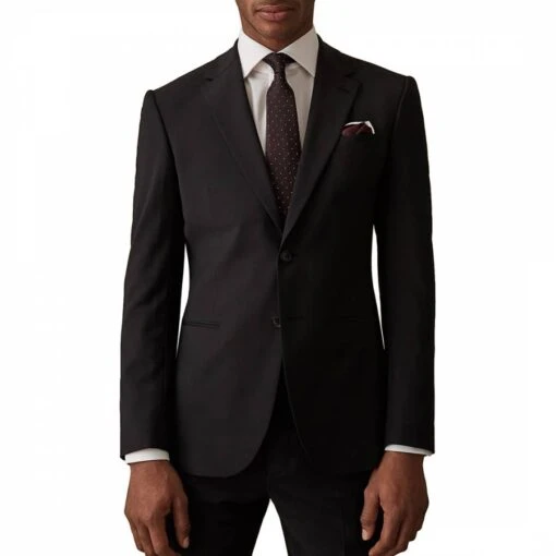 Reiss Black Hope Wool Blend Suit Jacket