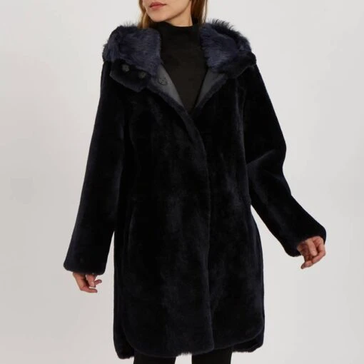 Navy Shearling Reversible Parka