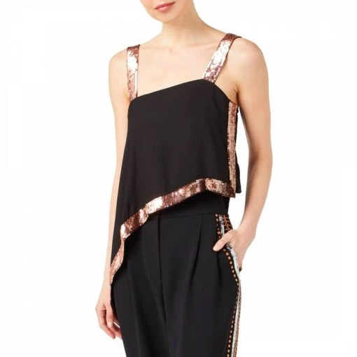 Black Sycamore Silk Blend Draped Top