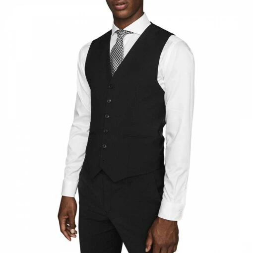 Reiss Black Hope Wool Blend Waistcoat