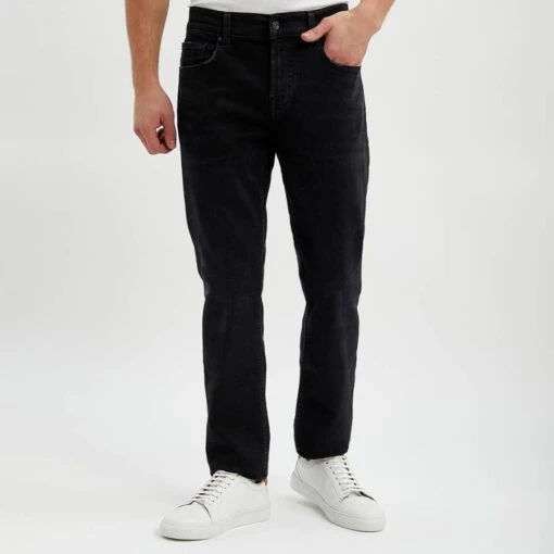7 For All Mankind Black Slimmy Comfort Luxe Stretch Jeans
