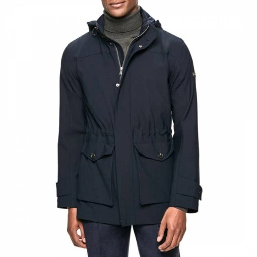 Hackett London Navy Travel Wool Blend Jacket