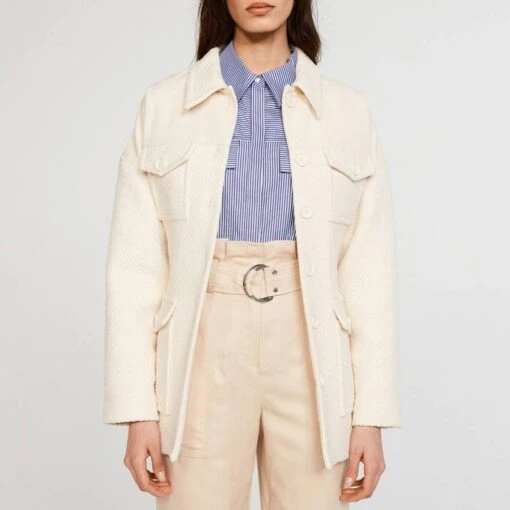 CLAUDIE PIERLOT Vanilla Gerome Cotton Blend Jacket