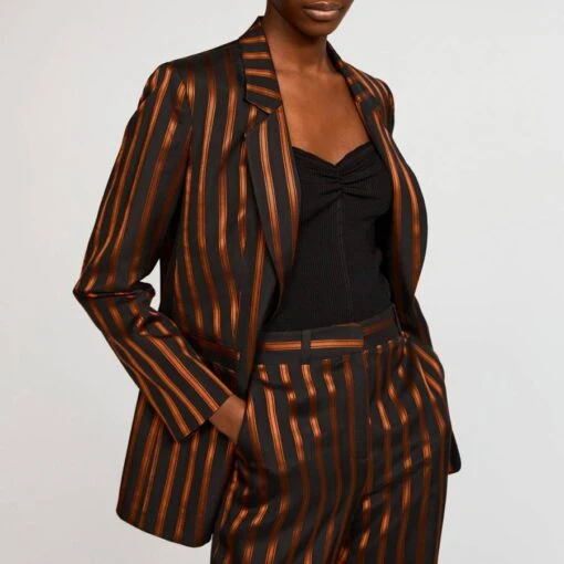 CLAUDIE PIERLOT Metallic Voltigeuse Striped Blazer