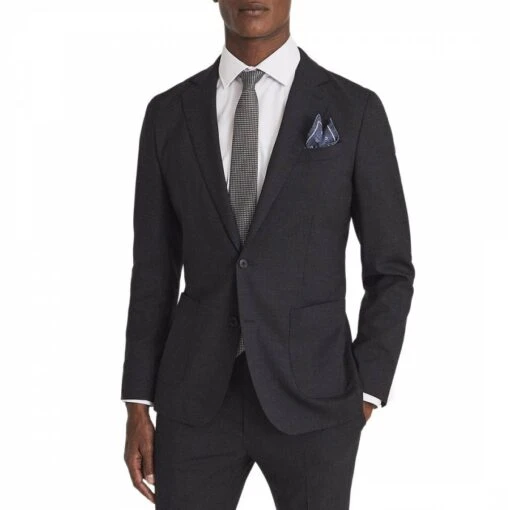 Reiss Charcoal Wash Wool Blend Jacket