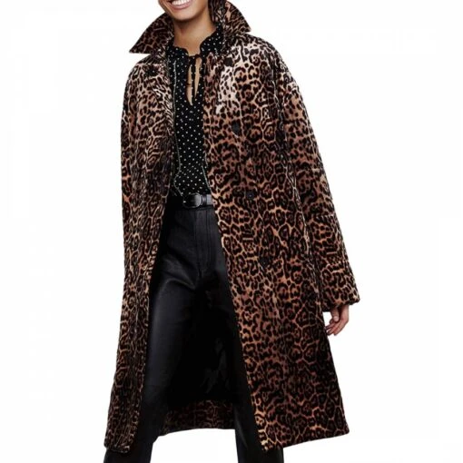 GERARD DAREL Leopard Print Longline Coat