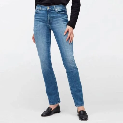 7 For All Mankind Mid Blue Straight Slim Jeans