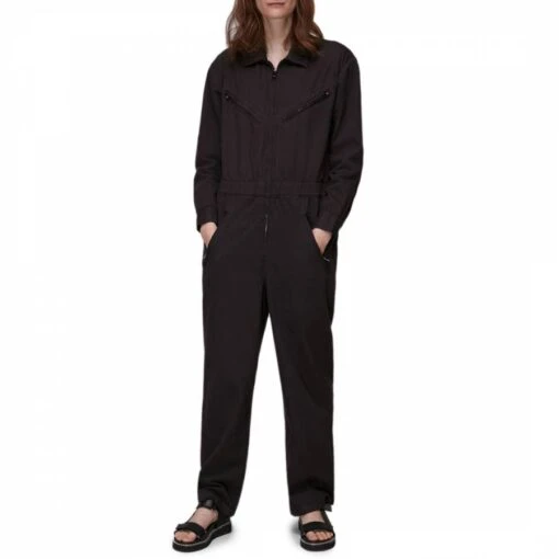 Whistles Black Ultimate Utility Cotton Blend Jumpsuit