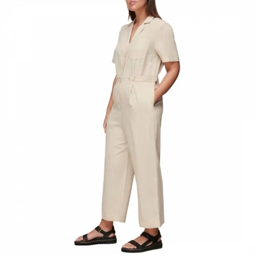 Whistles Stone Amee Relaxed Cotton Jumpsuit