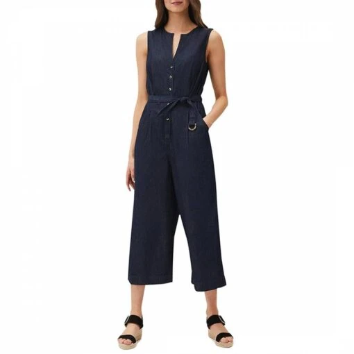 Indigo Arthura Cropped Cotton Jumpsuit