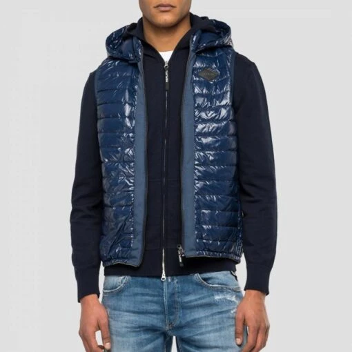 Replay Blue Recycled Nylon Gilet
