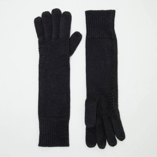 Black Cashmere Long Gloves