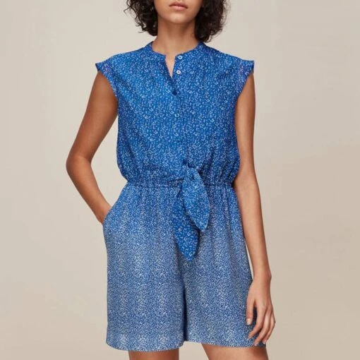 Whistles Blue Gradient Floral Dacia Playsuit