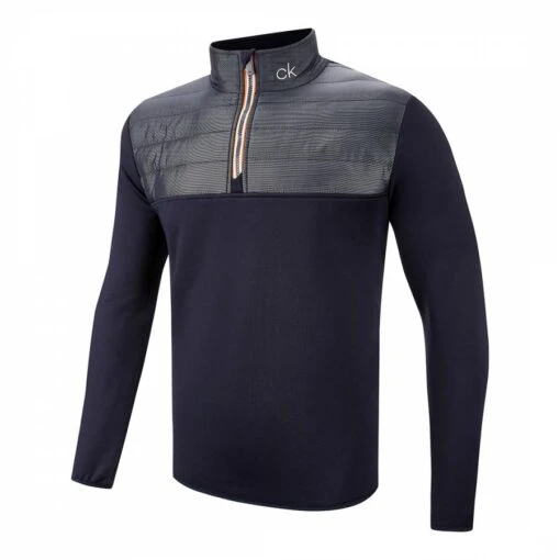 Navy Quilted Thermal 1/4 Zip Jacket