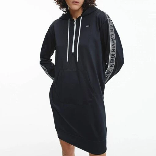 Calvin Klein Black Logo Sweatshirt Dress