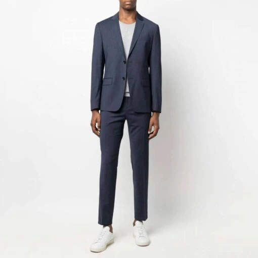 Calvin Klein Blue Slim Fit Wool Blend Trousers