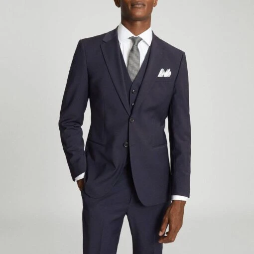 Reiss Navy Rush Wool Blend Jacket