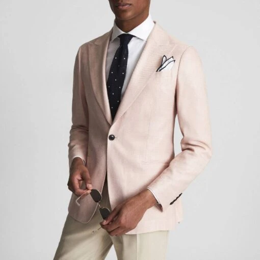 Reiss Soft Pink Single Breasted Jacket
