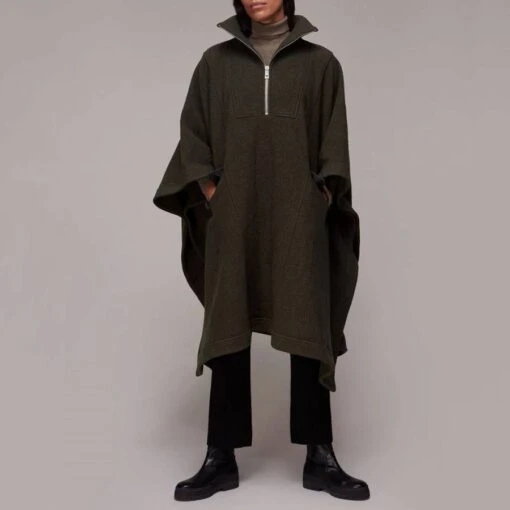 Whistles Dark Green Avril Poncho
