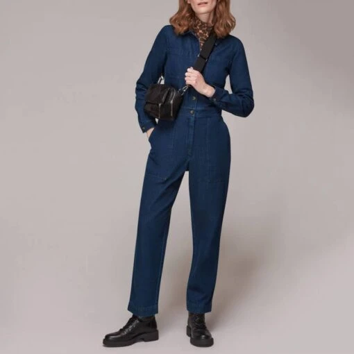 Whistles Dark Blue Gabby Denim Jumpsuit