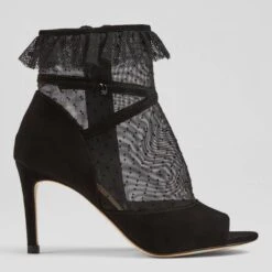 Black Dot Mesh Juliette Ankle Boots