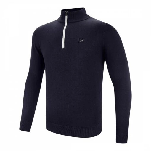 Navy 1/4 Zip Contrast Sweater