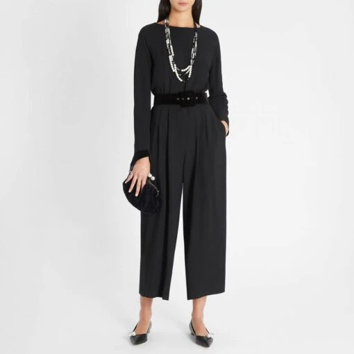 Weekend Max Mara Black Retina Wide Fit Cropped Trousers