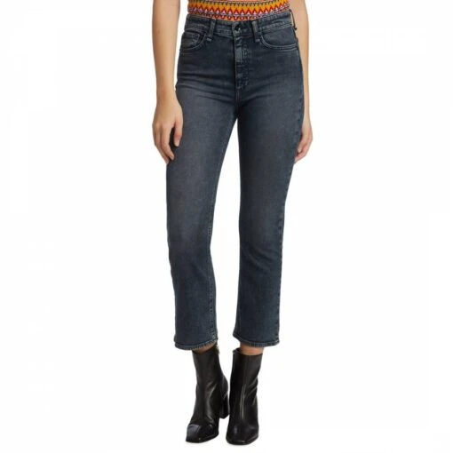 Rag & Bone Grey Nina High Rise Slim Fit Jeans