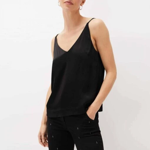 Black Florien V-Neck Cami Top