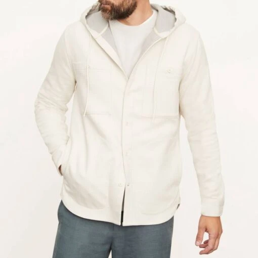 Vince Cream Cotton Blend Hooded Jacket