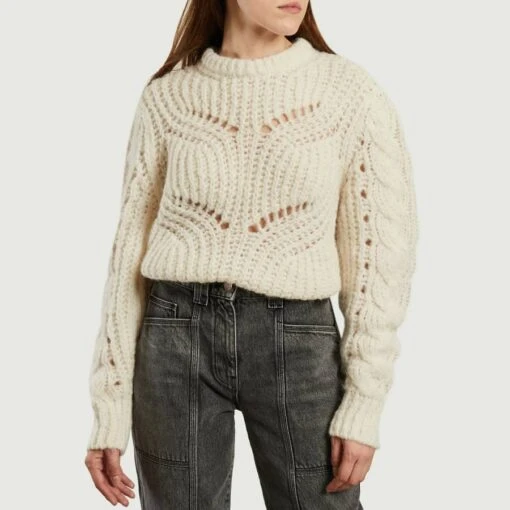 IRO Cream Quane Cable Knit Wool Blend Jumper