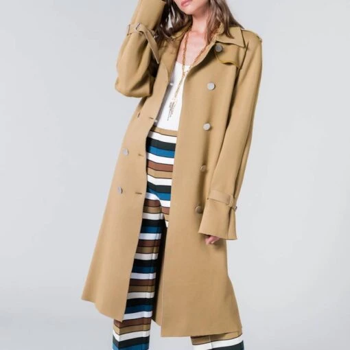 SONIA RYKIEL Light Khaki Longline Cotton Trench Coat