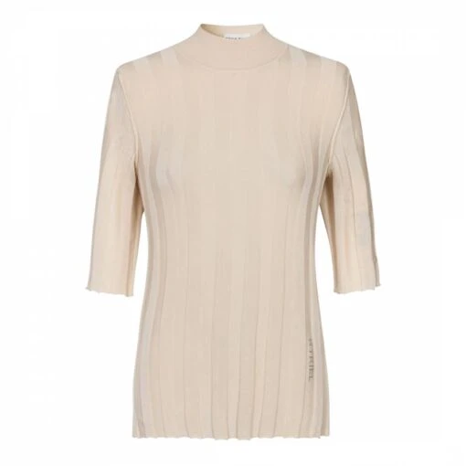 SONIA RYKIEL Cream Ribbed Silk Jumper