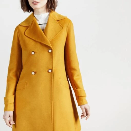 Ted Baker Yellow Blankaa Wool Blend Pea Coat