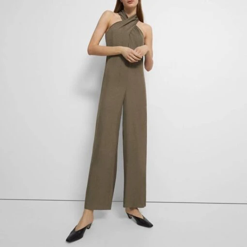 THEORY Tape Hlater Neck Jumpsuit