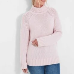 Schöffel Blush Pink Roll Neck Merino Wool Jumper