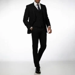 Black 3-Piece Wool Blend Suit