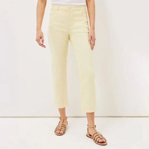 Pale Yellow Ramona Straight Stretch Jeans