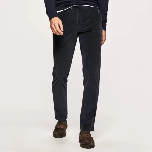 Hackett London Navy Stretch Cotton Blend Chinos