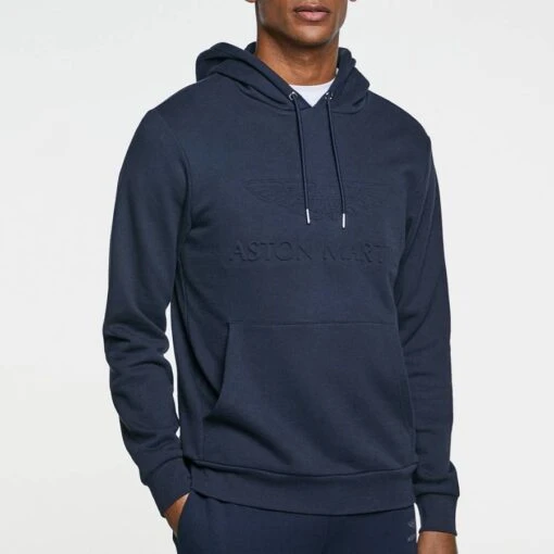 Hackett London Navy AMR Cotton Hoodie