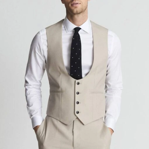 Reiss Stone Fine Wool Horseshoe Waistcoat